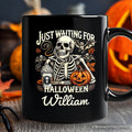 Just Waiting for Halloween Personalized Mug, Spooky Skeleton Gift with Custom Name
