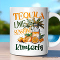 Tequila Lime & Sunshine Personalized Mug, Tropical Summer Gift with Custom Name