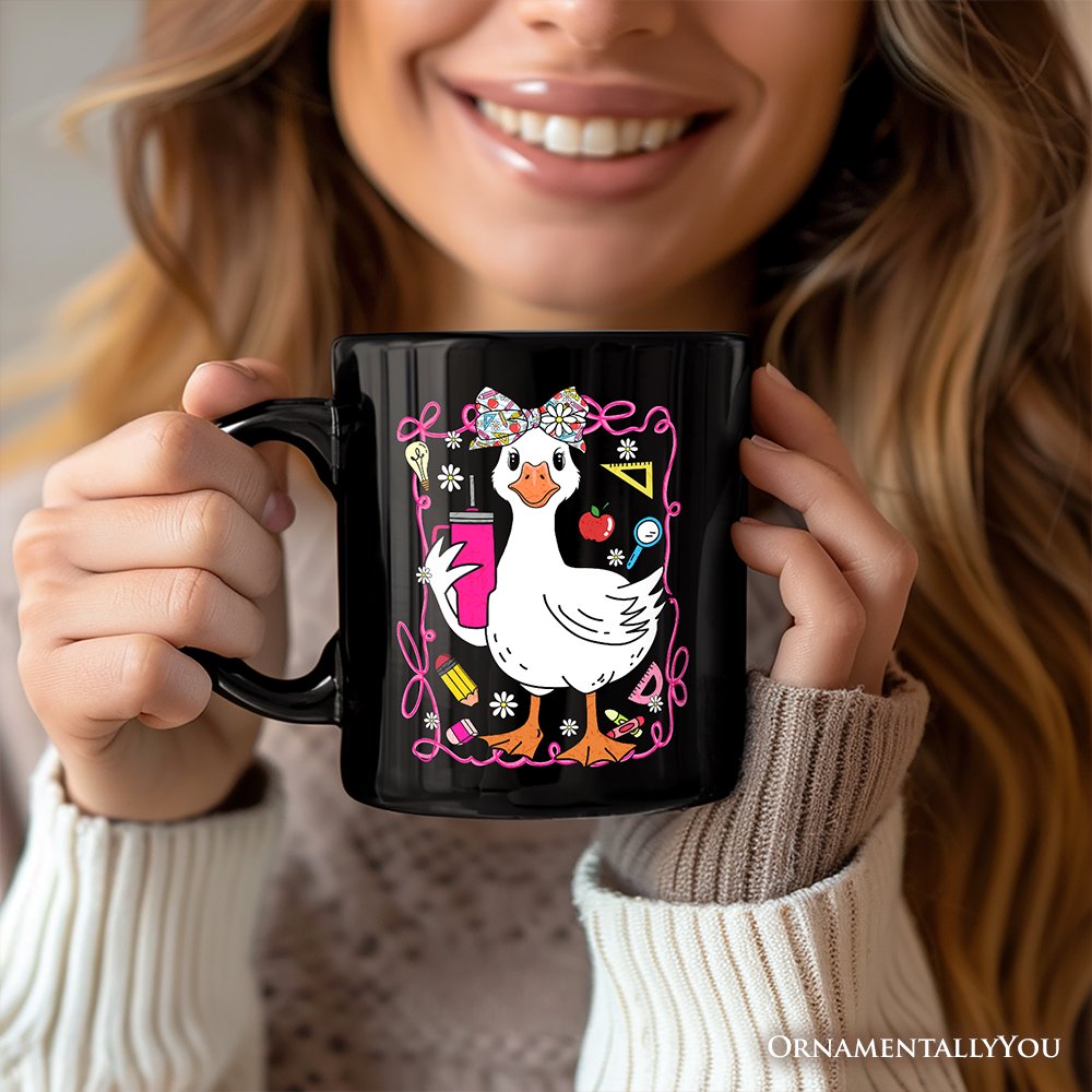 Coquette Teacher Goose Personalized Mug, Funny Gift with Custom Name