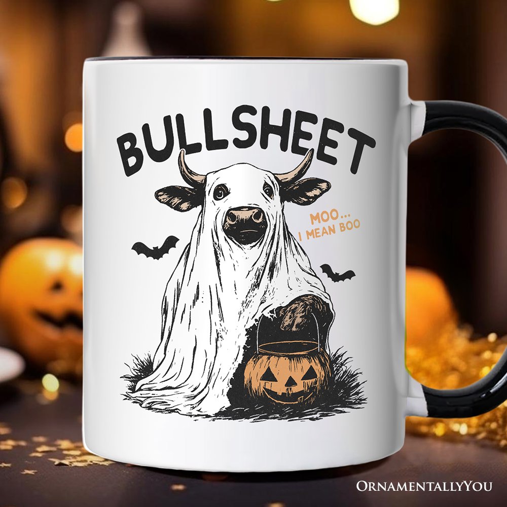 Bullsheet Halloween Bull Personalized Mug, Hilarious Cow Gift with Custom Name