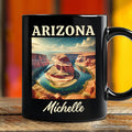 Scenic Arizona State Desert Canyon Vintage Personalized Mug, Horseshoe Bend Gift and Southwest Nature Souvenir with Custom Name