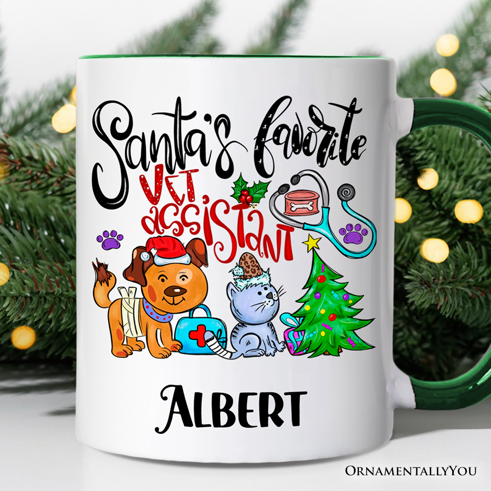 Santa's Favorite Vet Assistant Personalized Mug, Veterinary Appreciation Gift with Custom Name