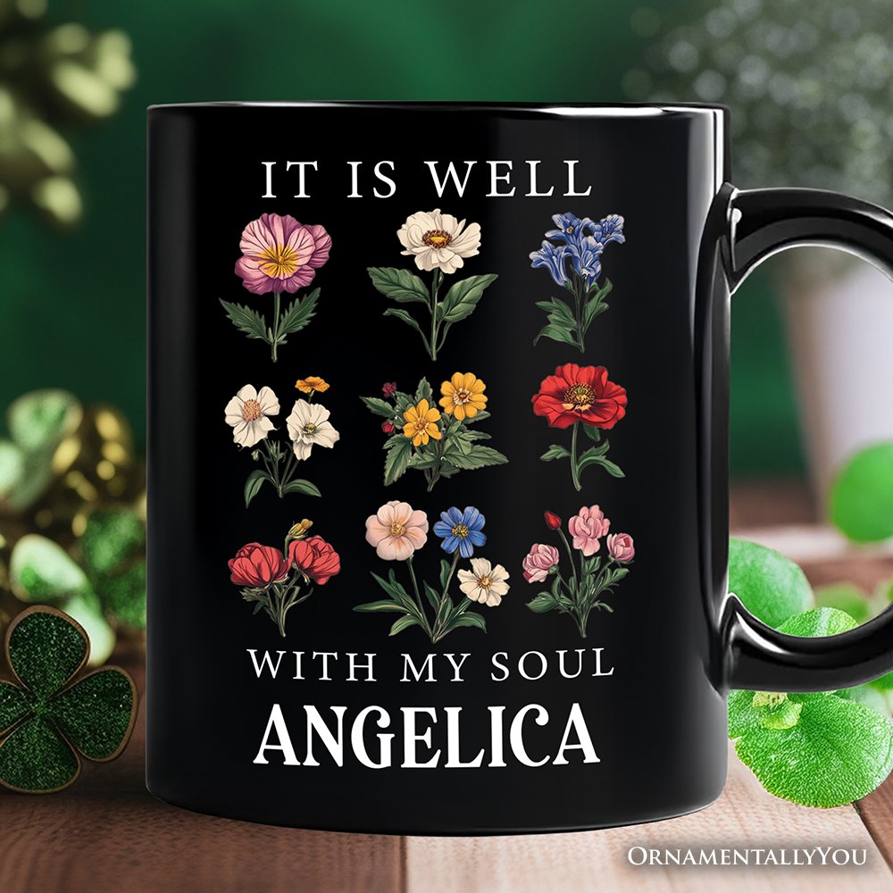 It Is Well With My Soul Christian Vintage Personalized Mug, Floral Bible Verse Gift with Custom Name