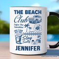 Vintage Coastal Summer Vacation Personalized Mug, The Beach Club Stay Salty Gift with Custom Name