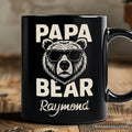 Papa Bear Sunglasses Personalized Mug, Black Vintage Gift with Custom Name for Cool Dads