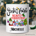 Santa's Favorite Beauty Consultant Personalized Mug, Appreciation Christmas Gift with Custom Name