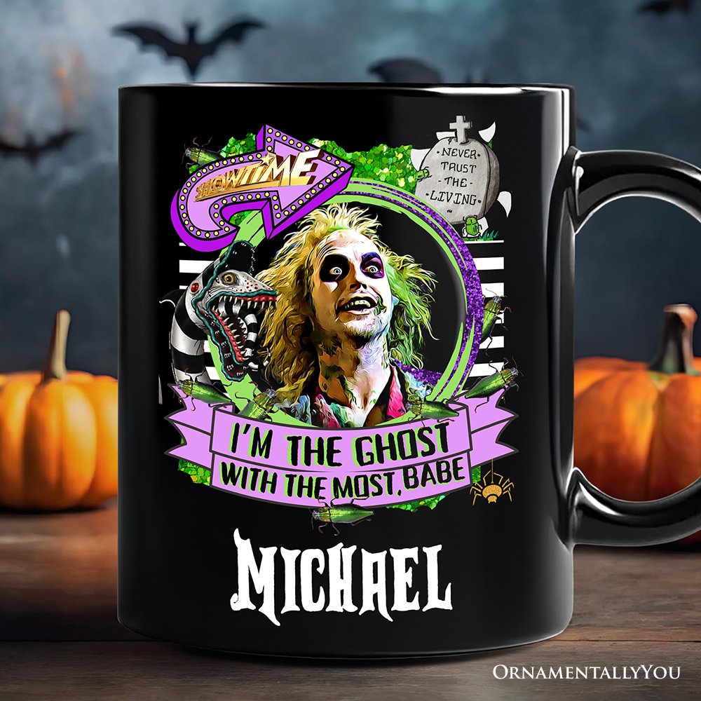I’m The Ghost With The Most Babe Personalized Mug, Funny Horror Gift with Custom Name