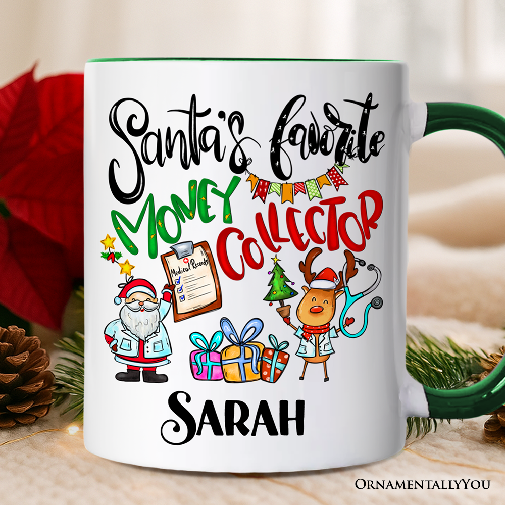 Santa's Favorite Money Collector Personalized Mug, Finance Specialists Christmas Gift with Custom Name