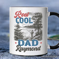 Reel Cool Dad Fishing Personalized Mug, Funny Vintage Fisherman Fatherhood Gift with Custom Name