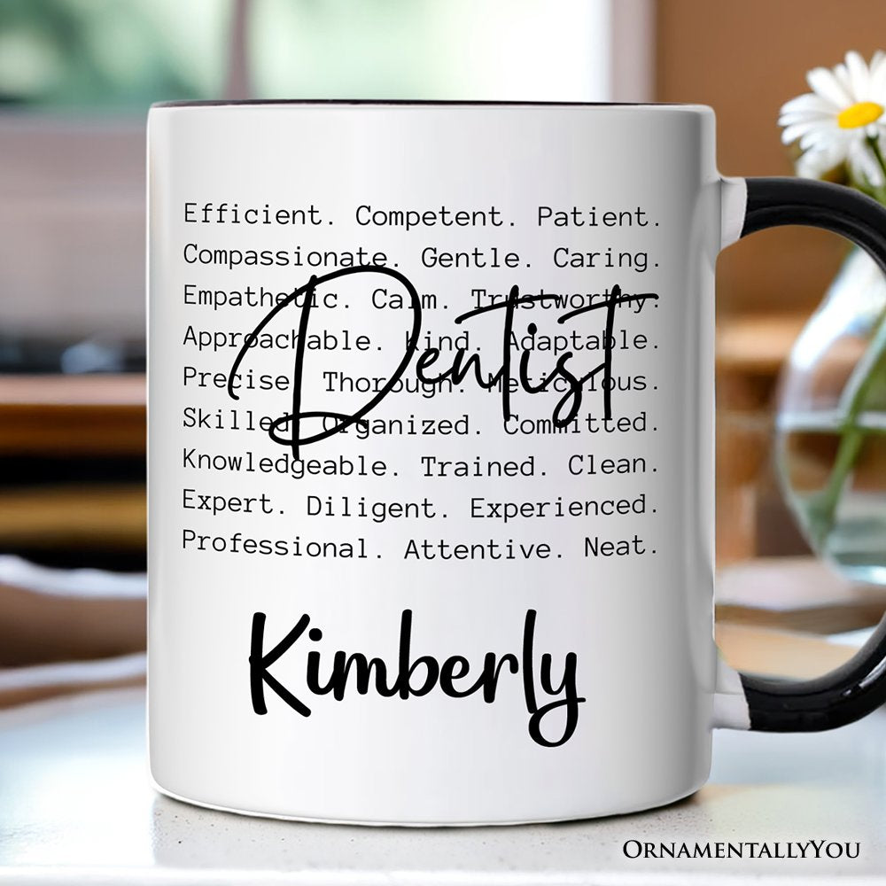 Dentist Definition Personalized Mug, Dental Appreciation Words Gift with Custom Name