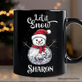 Disco Snowman Christmas Personalized Mug, Retro Holiday Gift with Custom Name for Dancers
