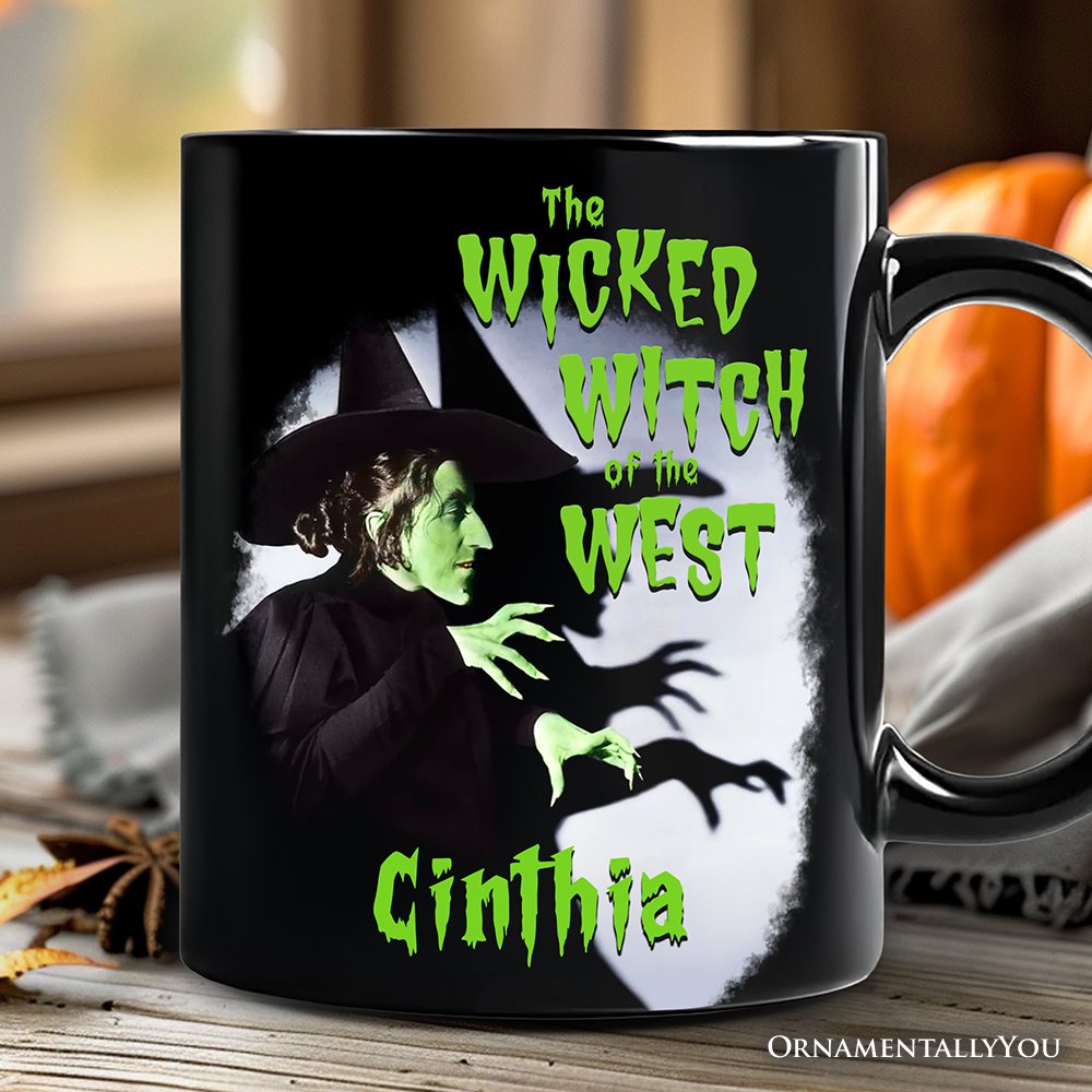 Vintage Wicked Witch of the West Personalized Mug, Wizard of Oz Halloween Gift with Custom Name