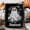 Cute Lace Ghost Coquette Pesonalized Mug, Floral Vintage Halloween Gift with Custom Name