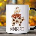 Western Farm Animals Printed Faux Patchwork Personalized Mug, Country Cow Pig Sheep Hen Gift with Custom Name