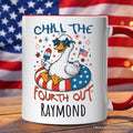 Chill The Fourth Out Goose Personalized Mug, Funny Patriotic 4th of July Gift with Custom Name