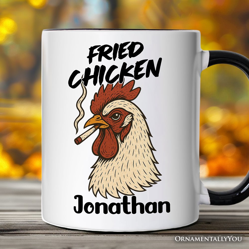 Fried Chicken Hen Personalized Mug, Funny 420 Stoner Humor Gift with Custom Name