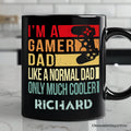 Gamer Dad Controller Personalized Mug, Black Funny Gift for Cool Fathers with Custom Name