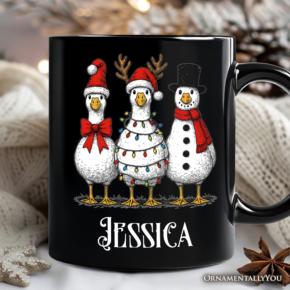 Vintage Christmas Silly Goose Personalized Mug, Snowman Spoof Winter  Gift with Custom Name