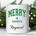 Merry Grandpa Retro Christmas Personalized Mug, Matching Family Holiday Gift with Custom Name