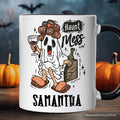 Haunt Mess Wine-Loving Ghost Personalized Mug, Funny Halloween Gift with Spooky Ghost and Custom Name