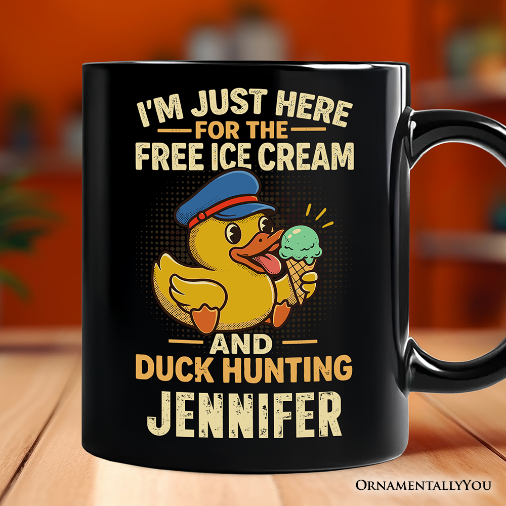 Funny Resin Duck Cruise Personalized Mug, Ice Cream And Duck Hunter Vacation Gift with Custom Name