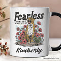Vintage Floral Leopard Christian Personalized Mug, Fearless For My God Is Always With Me Isaiah 41:10 Gift with Custom Name
