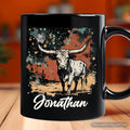 Western Longhorn Bull Personalized Mug, Cowboy Rodeo Gift with Custom Name