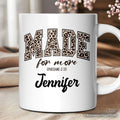 Made For More Christian Personalized Mug, Ephesians 2:10 Leopard Faith Bible Verse Easter Gift with Custom Name