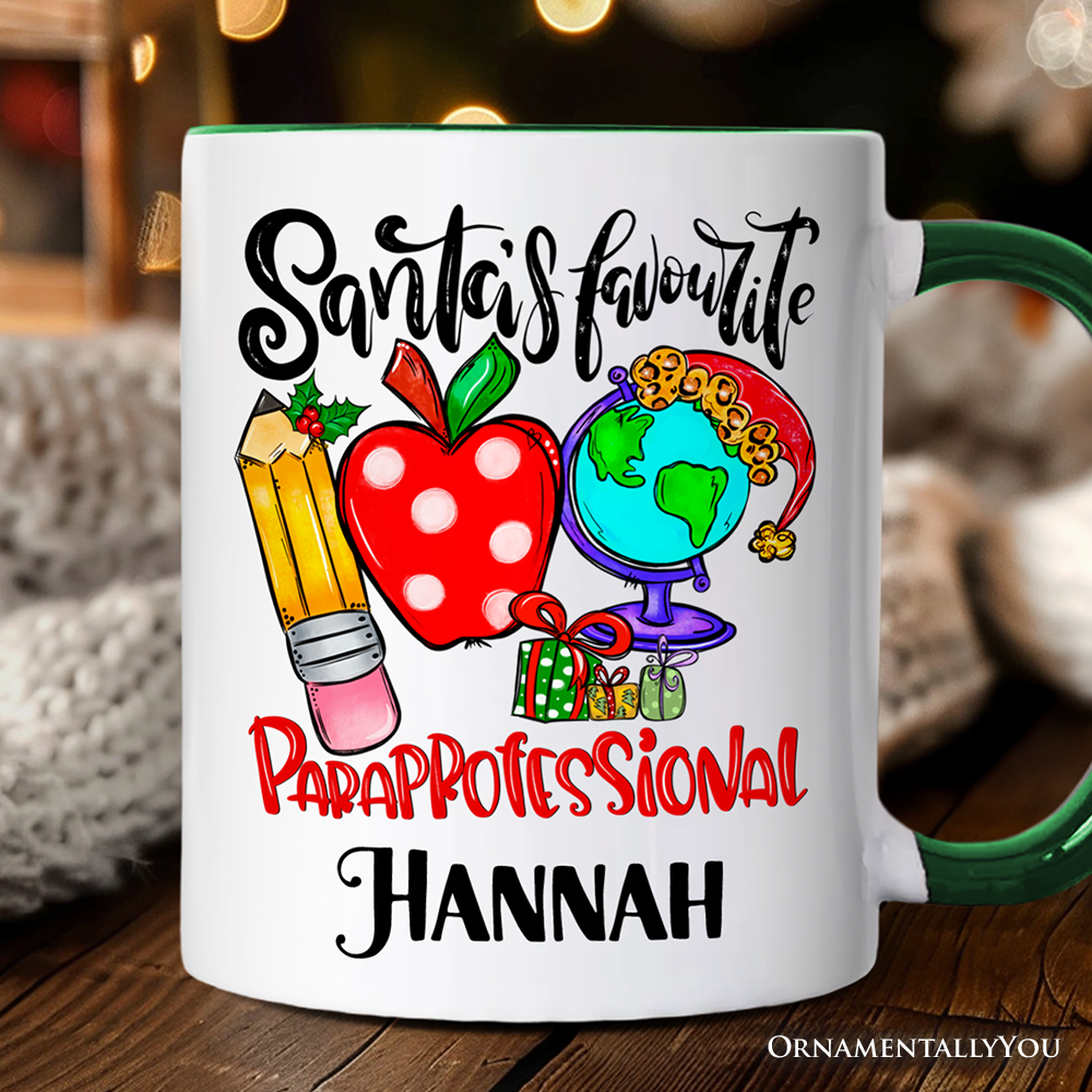 Santa's Favorite Paraprofessional Personalized Mug, Educational Assistant Christmas Gift with Custom Name