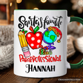 Santa's Favorite Paraprofessional Personalized Mug, Educational Assistant Christmas Gift with Custom Name