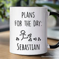Plans for the Day Personalized Mug, Funny Minimalist Sarcastic Gift with Custom Name