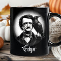 Edgar Allan Poe Spooky Portrait Personalized Mug Horror Villain Theme Halloween Gift with Custom Name