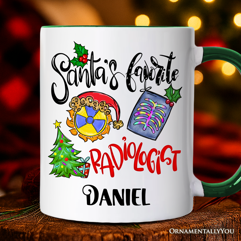 Santa's Favorite Radiologist Personalized Mug, X-Ray Radiology Gift with Custom Name