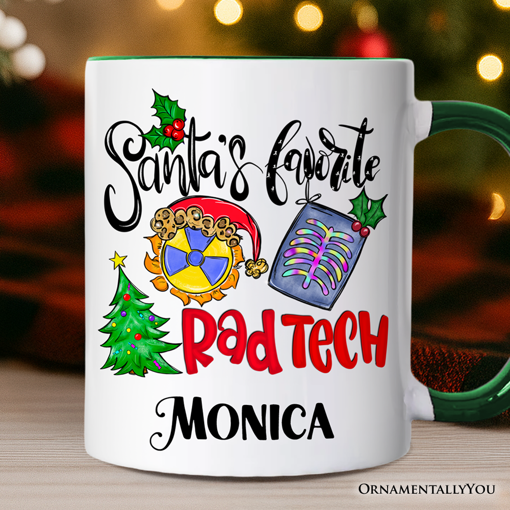 Santa's Favorite Rad Tech Personalized Mug, Radiology Crew Gift with Custom Name