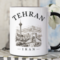 Hand-sketch Tehran Cityscape Mug, Iran Landmarks Azadi and Milad Tower Gift