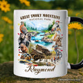 Unique Great Smoky Mountains Handcrafted Nature Personalized Mug, Tennessee and North Carolina National Park Gift with Custom Name