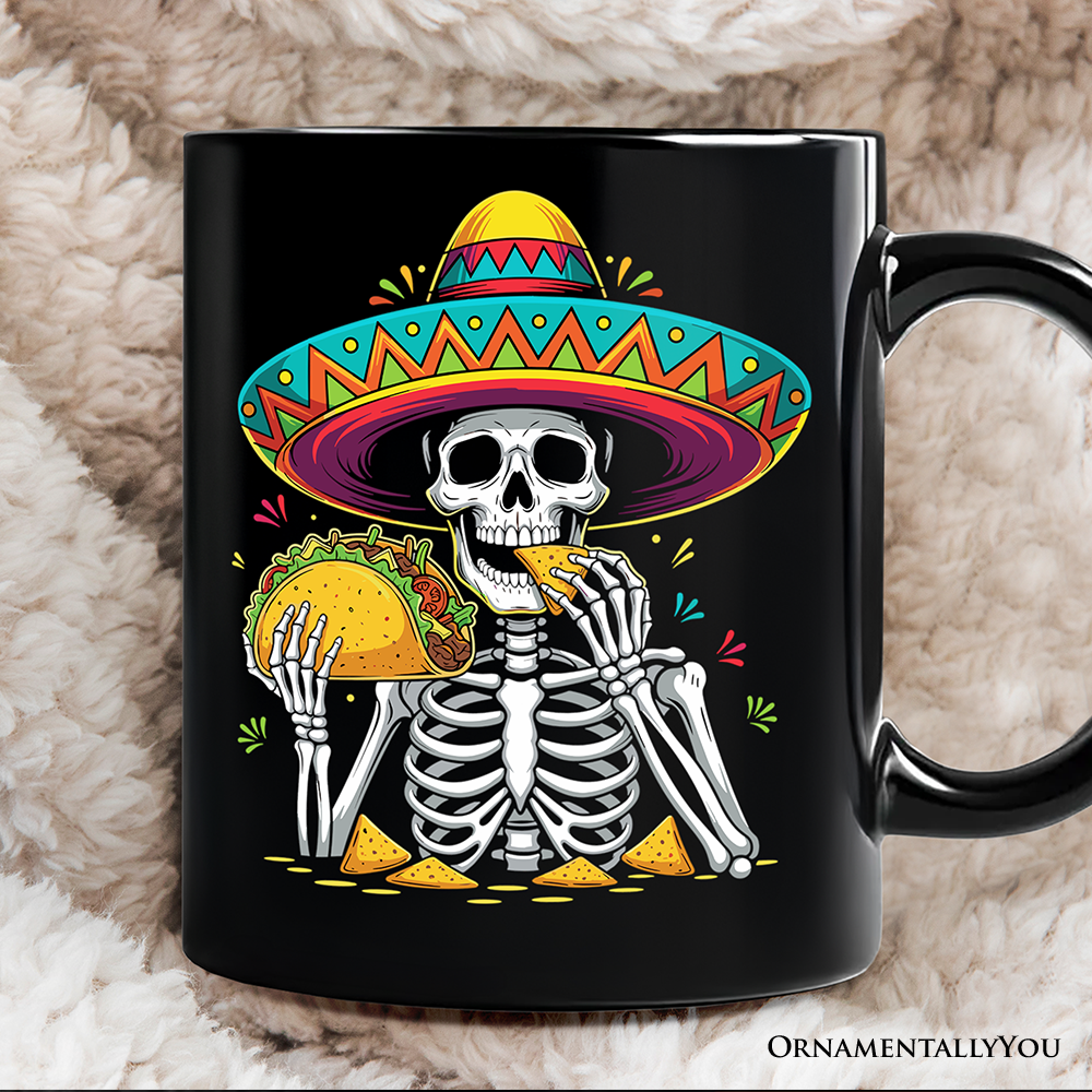 Taco Skeleton Cinco De Mayo Mug, Funny Mexican Skull Sombrero Souvenir Gift