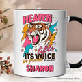 Heaven Lifts its Voice in Praise Christian Personalized Mug, Tiger Psalm 19:1 Bible Verse Gift with Custom Name