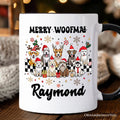 Merry Woofmas Dog Mama Personalized Mug, Dogs With Santa Hats Christmas Gift with Custom Name