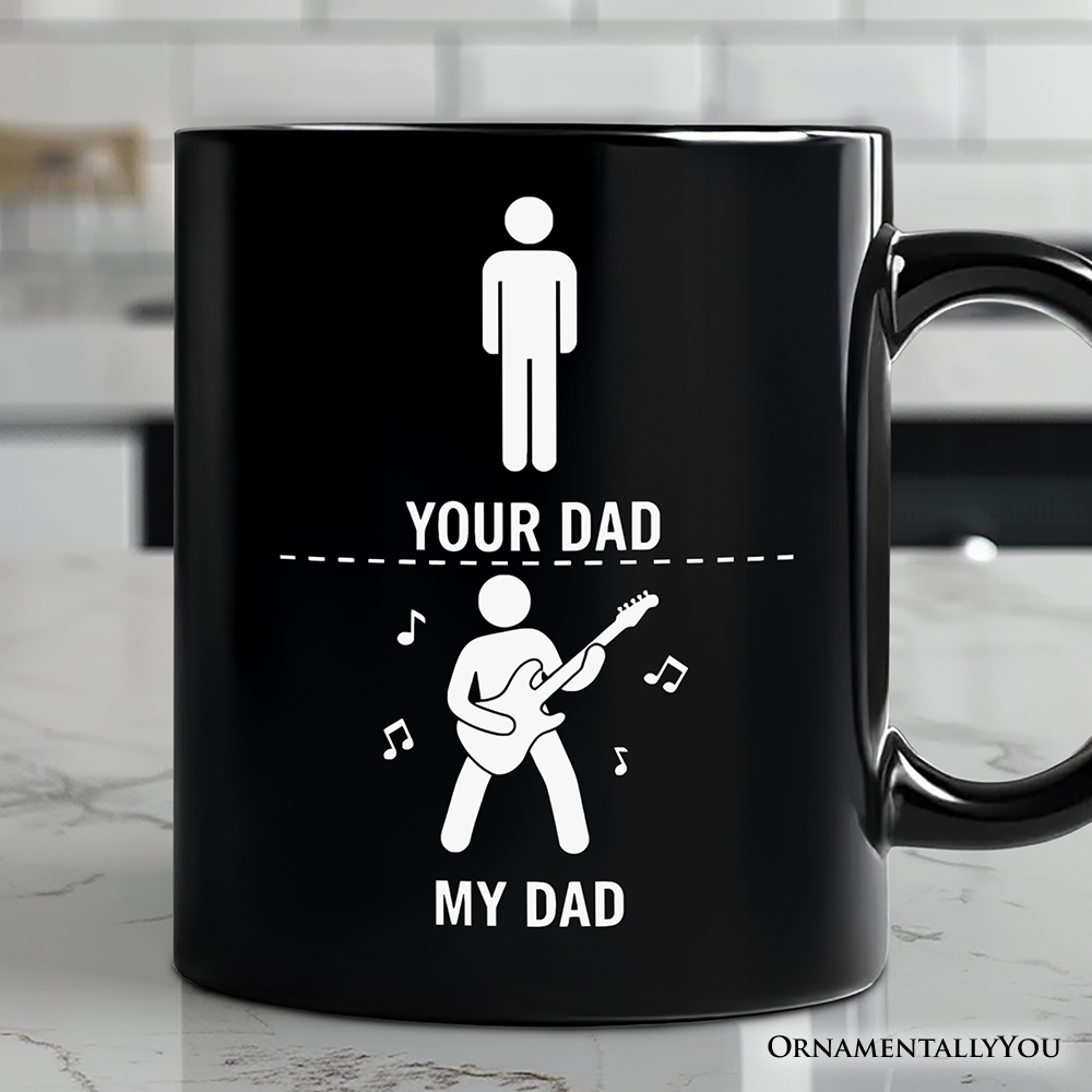 Your Dad Vs My Cool Dad Mug, Funny Bass Guitar Rock Father's Day Gift