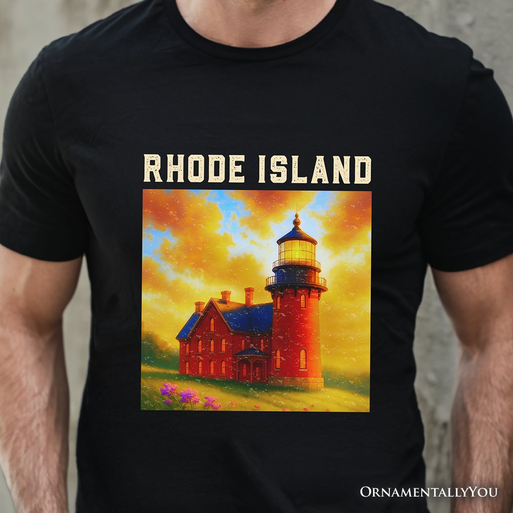Charming Rhode Island State Southeast Lighthouse T-Shirt, Block Island Coastal Landmark Tee and Seaside Souvenir
