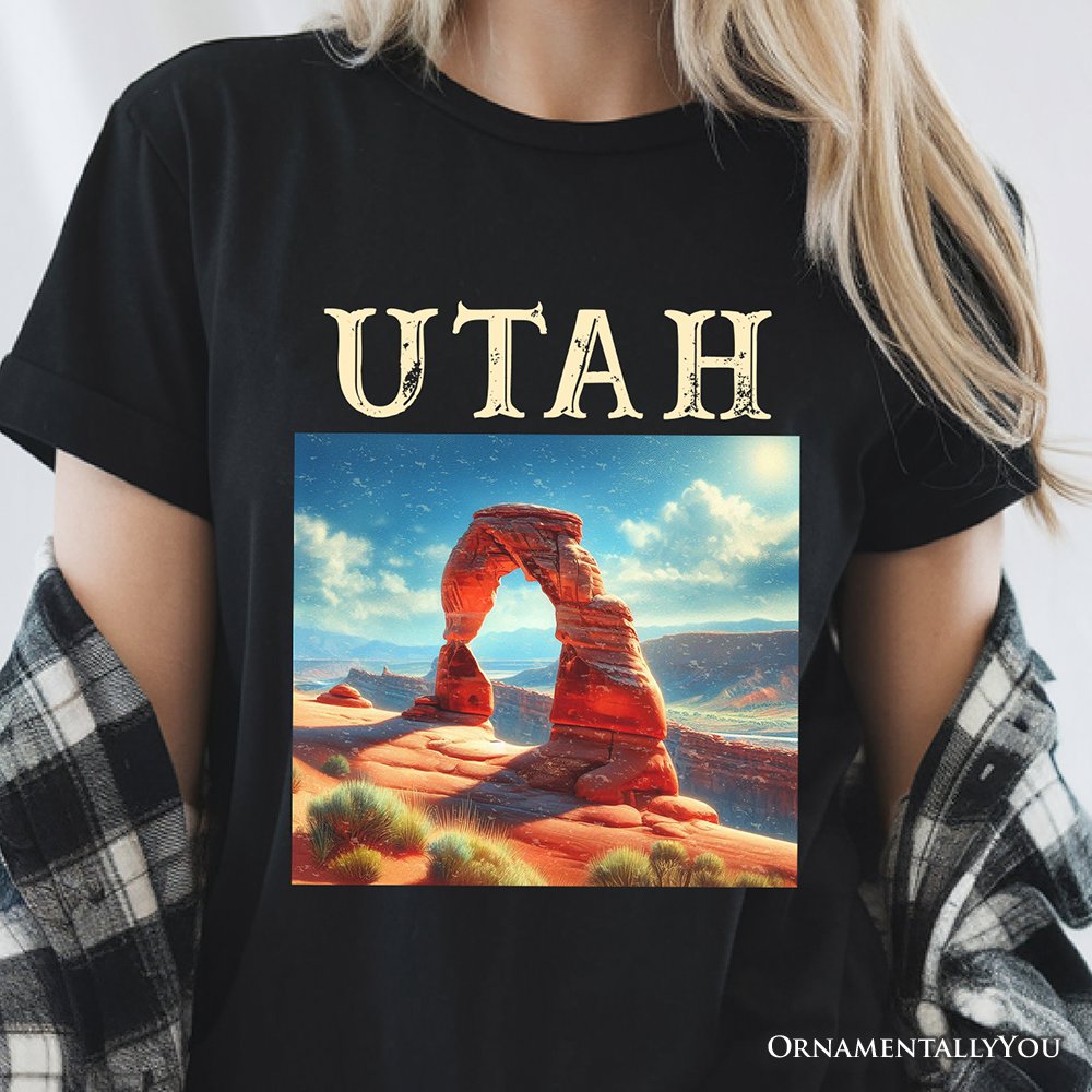Iconic Delicate Arch Utah State T-Shirt, Arches National Park Landscape Tee and Western Nature Souvenir