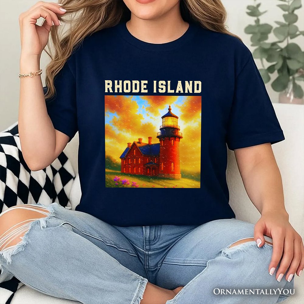 Charming Rhode Island State Southeast Lighthouse T-Shirt, Block Island Coastal Landmark Tee and Seaside Souvenir