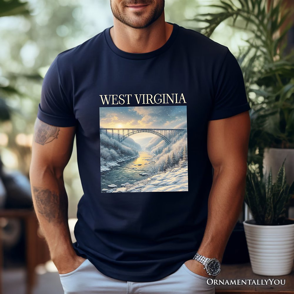 Scenic West Virginia State New River Gorge Bridge T-Shirt, Landscape Appalachian Tee and Souvenir