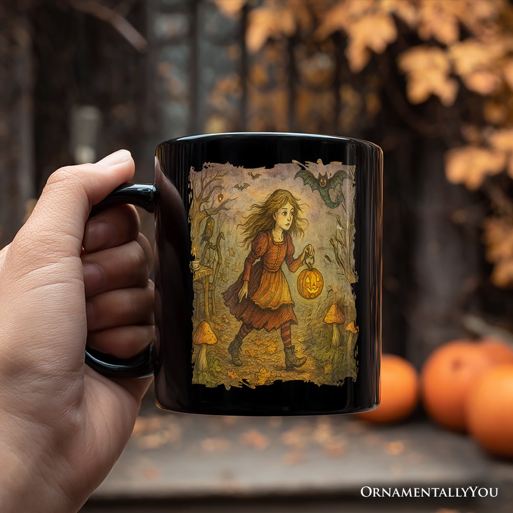 Vintage Alice’s Adventure in Wonderland Personalized Mug, Spooky Halloween Gift with Custom Name