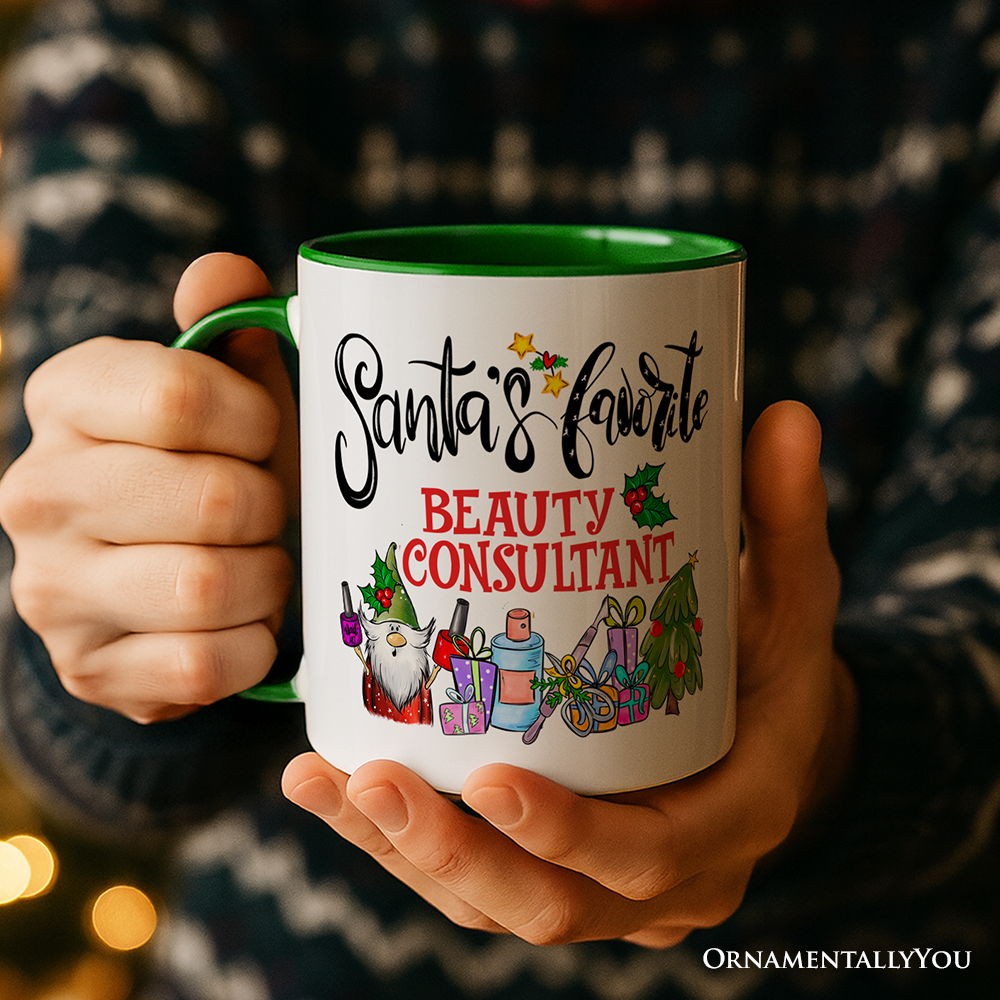 Santa's Favorite Beauty Consultant Personalized Mug, Appreciation Christmas Gift with Custom Name