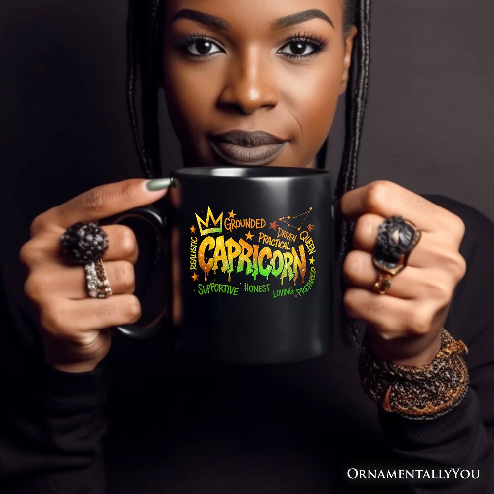 Capricorn Graffiti Zodiac Personalized Mug, Street Style Astrology Horoscope Gift with Custom Name