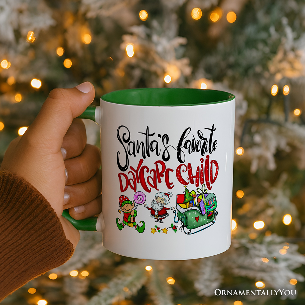 Santa's Favorite Daycare Child Personalized Mug, Christmas Holiday Gift with Custom Name