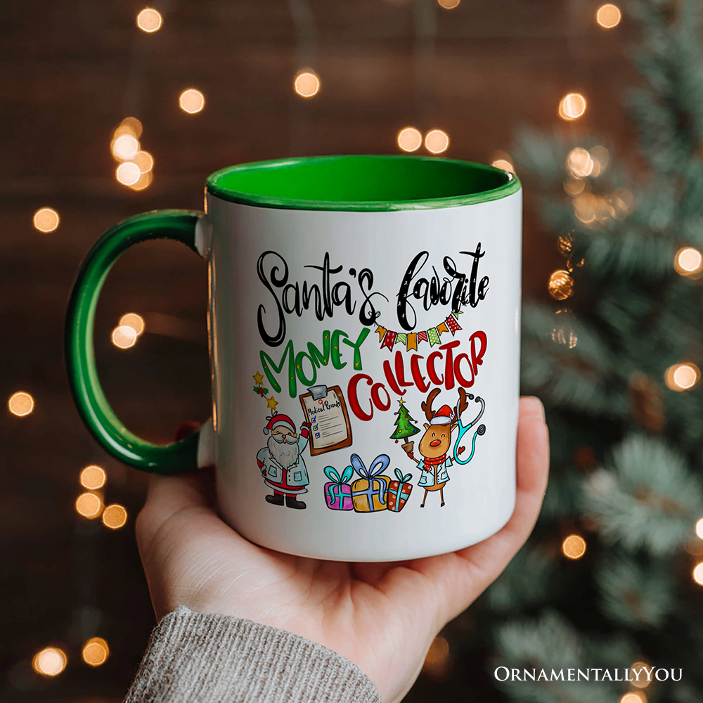 Santa's Favorite Money Collector Personalized Mug, Finance Specialists Christmas Gift with Custom Name