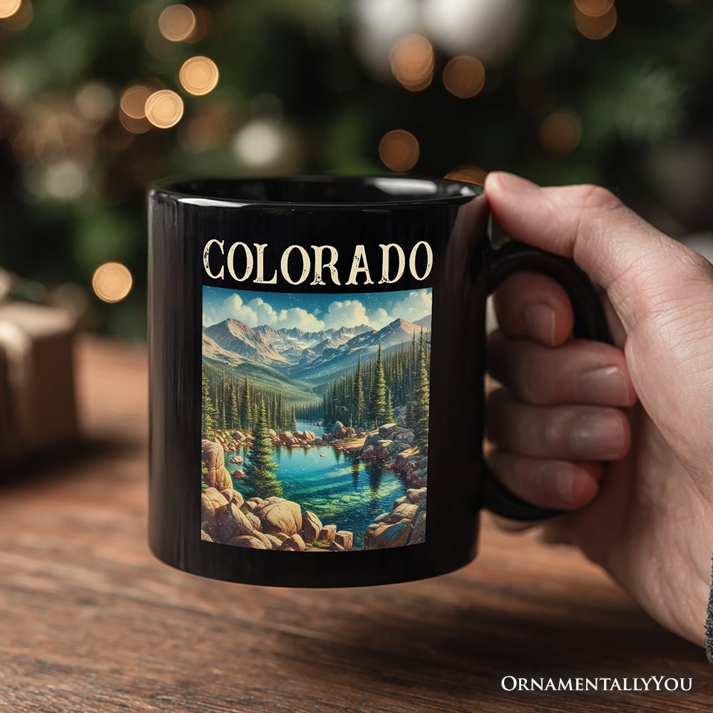 Vintage Colorado State Wilderness Personalized Mug, Alpine Lake Gift and Rocky Mountains Keepsake Souvenir with Custom Name